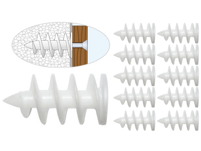 Kołek dybel ślimak spirala do styropianu IZI 50 tworzywo 25x50 - 10szt