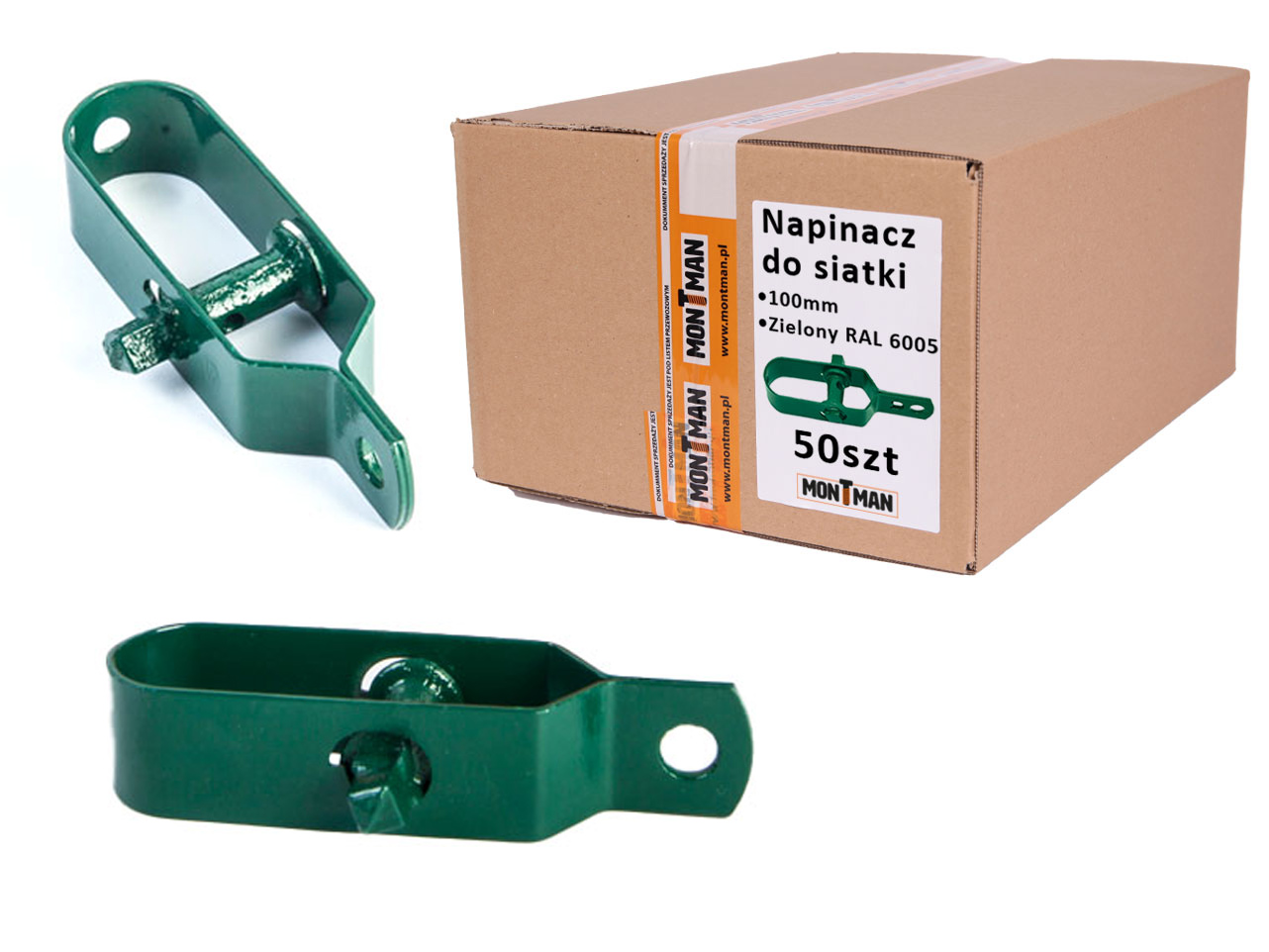 Napinacz 50szt. do ogrodzeń siatkowych 100 mm zielony