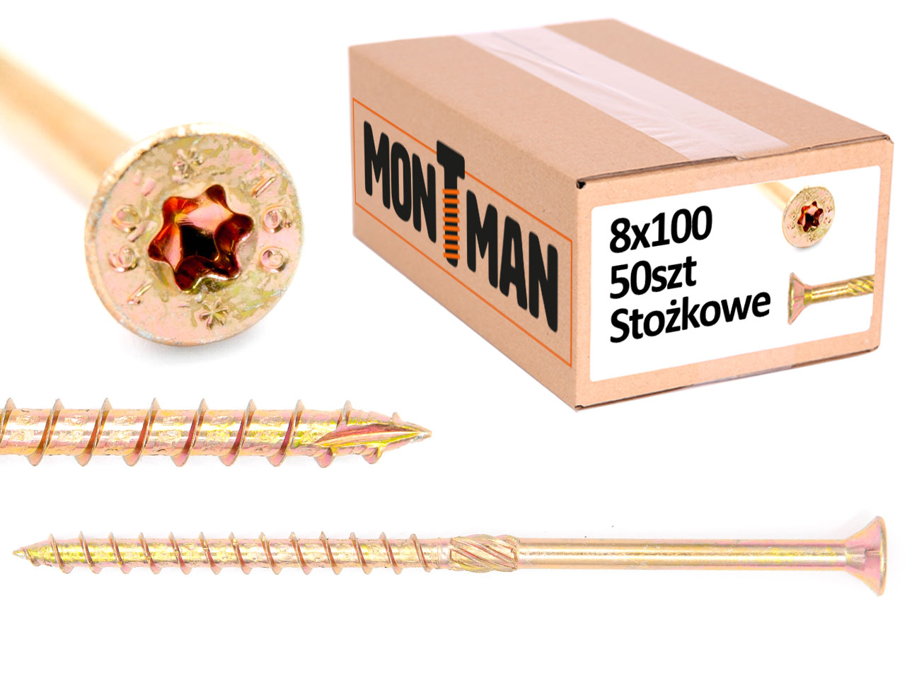 Wkręty ciesielskie stożkowe 8x100 do drewna - 50szt