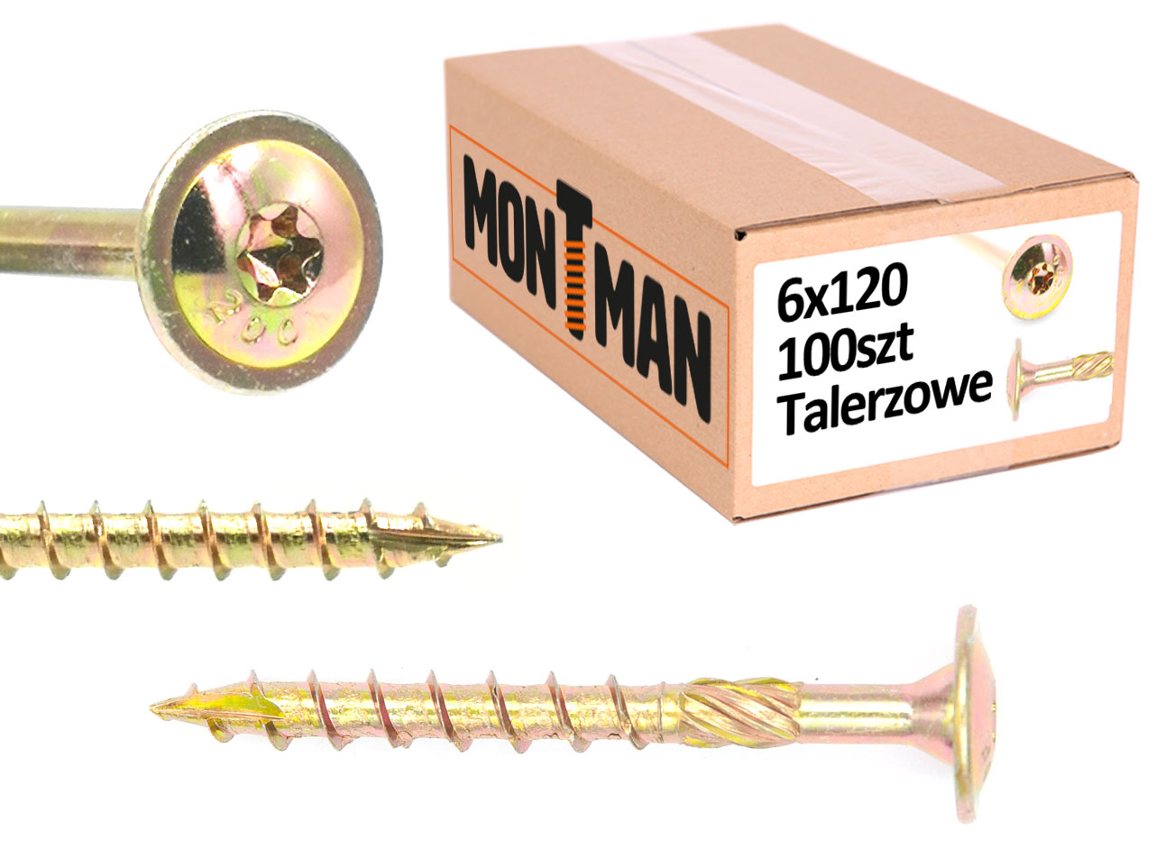 Wkręty ciesielskie talerzowe 6x120 do drewna - 100szt